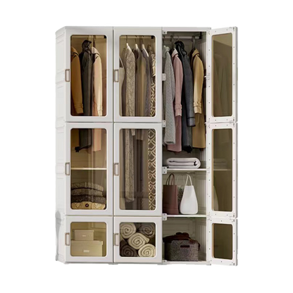 Portable Transparent Wardrobe Closet StorageOrganizer for Clothes Folding Plastic Wardrobewith Magnetic Door and Easy Assembly climavate