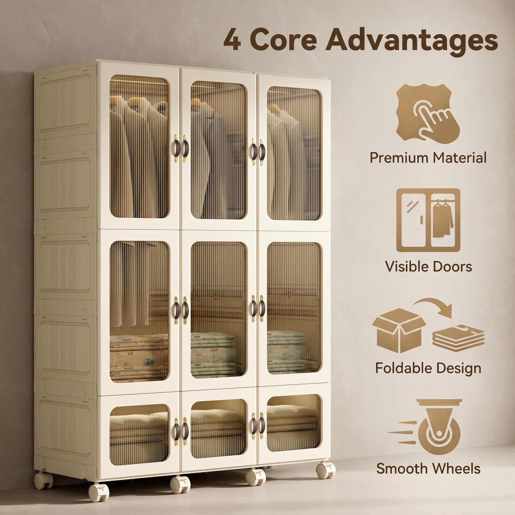 Portable Transparent Wardrobe Closet StorageOrganizer for Clothes Folding Plastic Wardrobewith Magnetic Door and Easy Assembly climavate