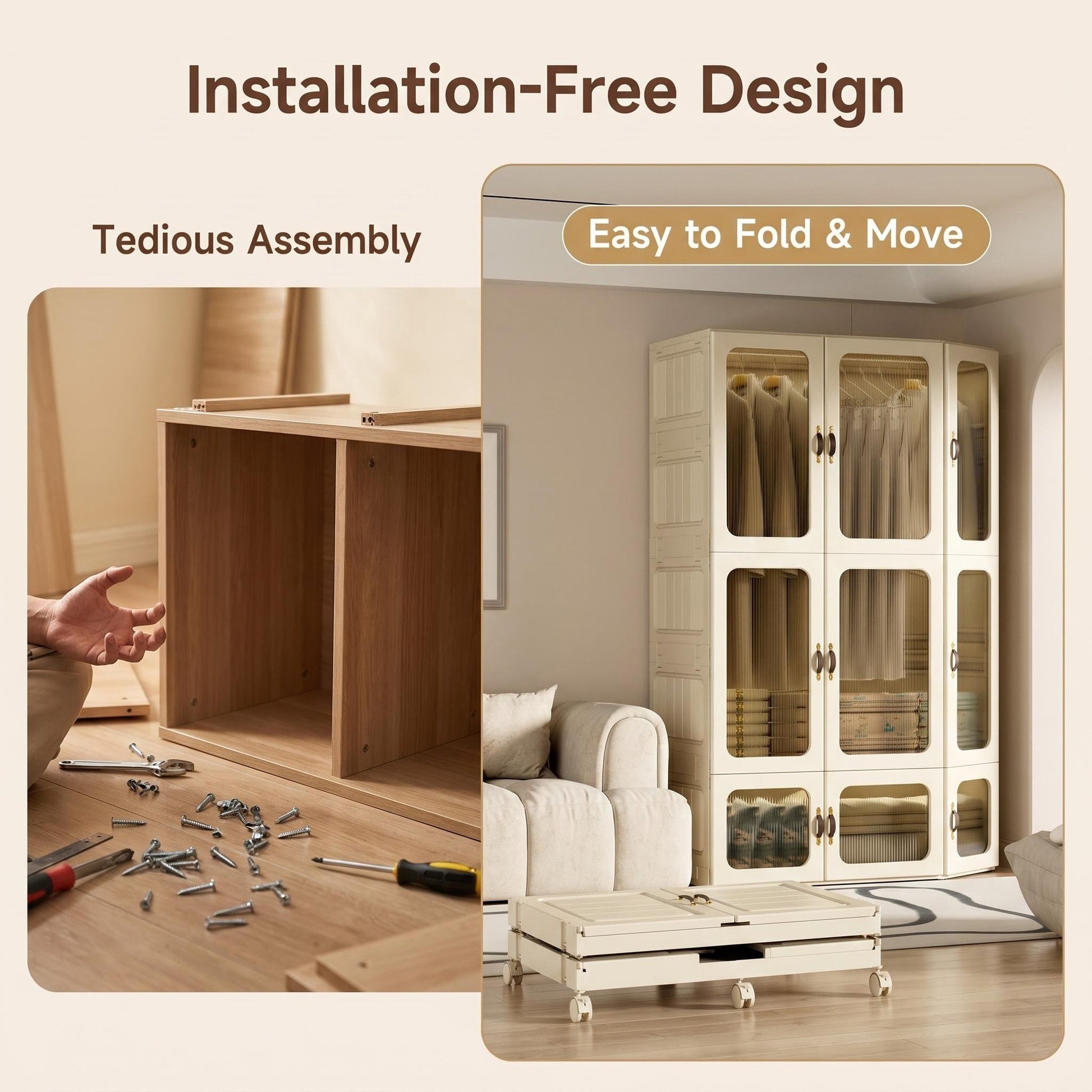 Portable Transparent Wardrobe Closet StorageOrganizer for Clothes Folding Plastic Wardrobewith Magnetic Door and Easy Assembly climavate