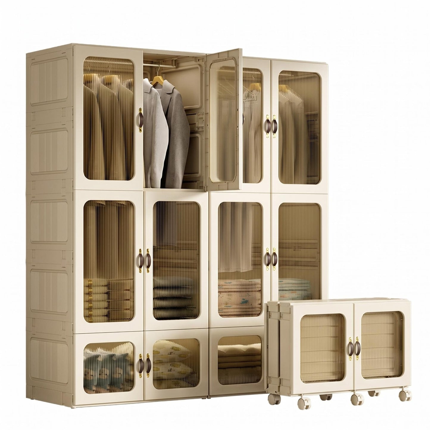 Portable Transparent Wardrobe Closet StorageOrganizer for Clothes Folding Plastic Wardrobewith Magnetic Door and Easy Assembly climavate