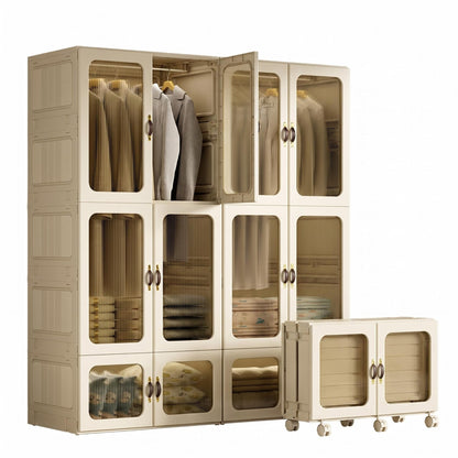 Portable Transparent Wardrobe Closet StorageOrganizer for Clothes Folding Plastic Wardrobewith Magnetic Door and Easy Assembly climavate